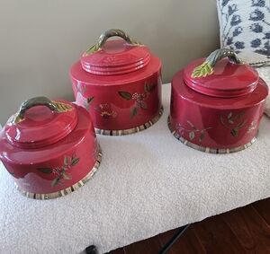 Charming Floral Red Canister Set